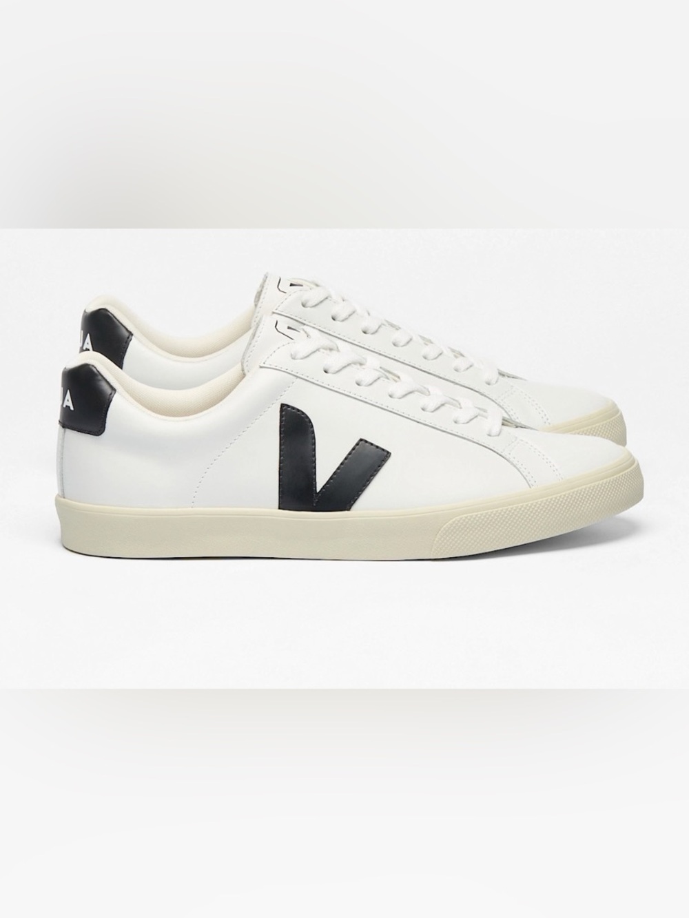 VEJA Esplar White Black Leather Sneakers Womens US 8 EU 39 Lace Up Shoes